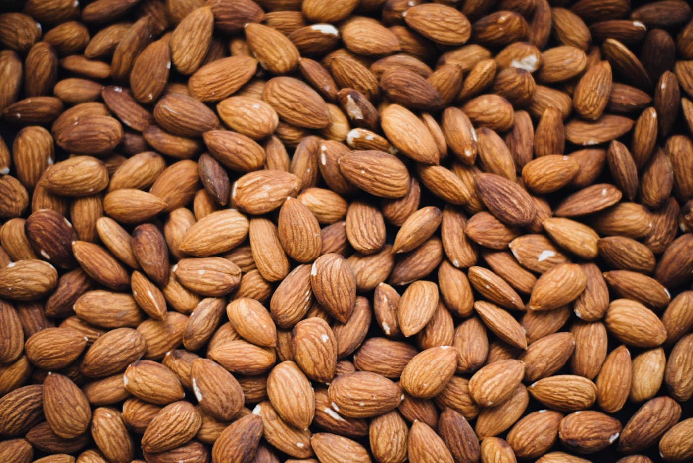 Close-up of whole almond kernels